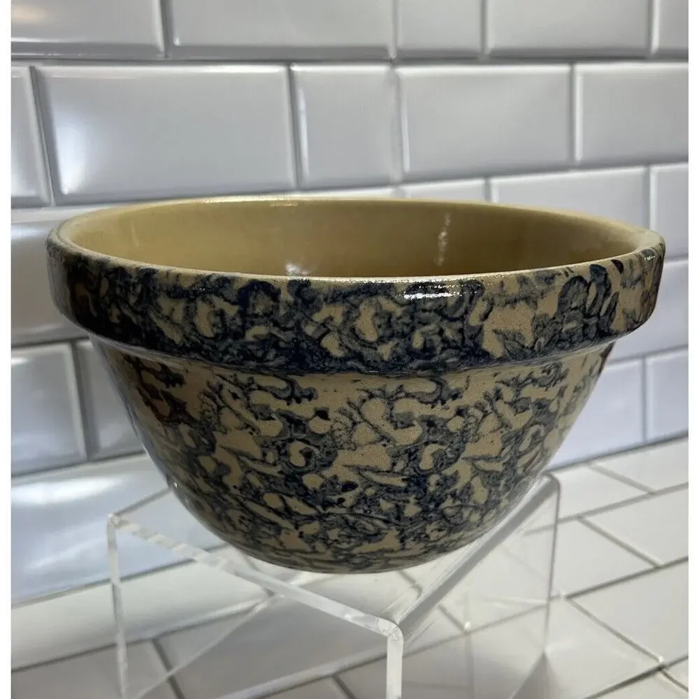 Robinson Ransbottom Roseville, OH Blue Sponge Ware Mixing Bowl 700 9”x 5”